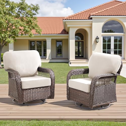 7 Pieces Outdoor Furniture Set with Swivel Chairs