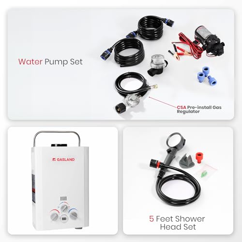 GASLAND BE158 Propane Tankless Water Heater 6L, Outdoor Portable Hot Water Heater, Overheating Protection, Easy to Install