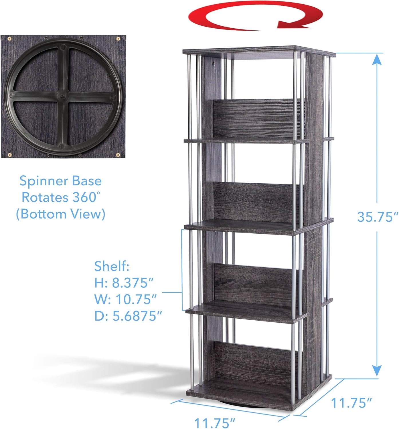Atlantic Typhoon Media/Storage Spinner – 360-Degree Full-Rotation on a Ball Bearing Base, Holds Optical Media or Collectable and Memorabilia