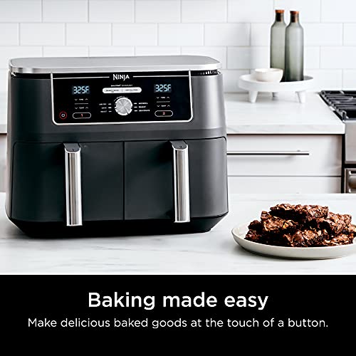 Ninja DZ401 Foodi 10 Quart 6-in-1 DualZone XL 2-Basket Air Fryer with 2 Independent Frying Baskets, Match Cook & Smart Finish to Roast, Broil