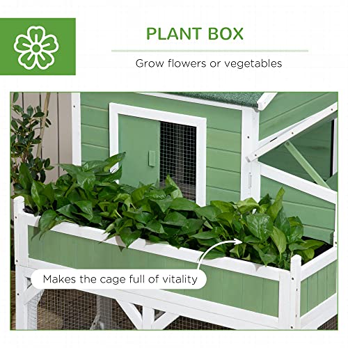 PawHut 49" Small Chicken Coop Hen House with Garden Space, Chicken House Outdoor Run Cage with Weather Protection, 2-4 Birds, Green