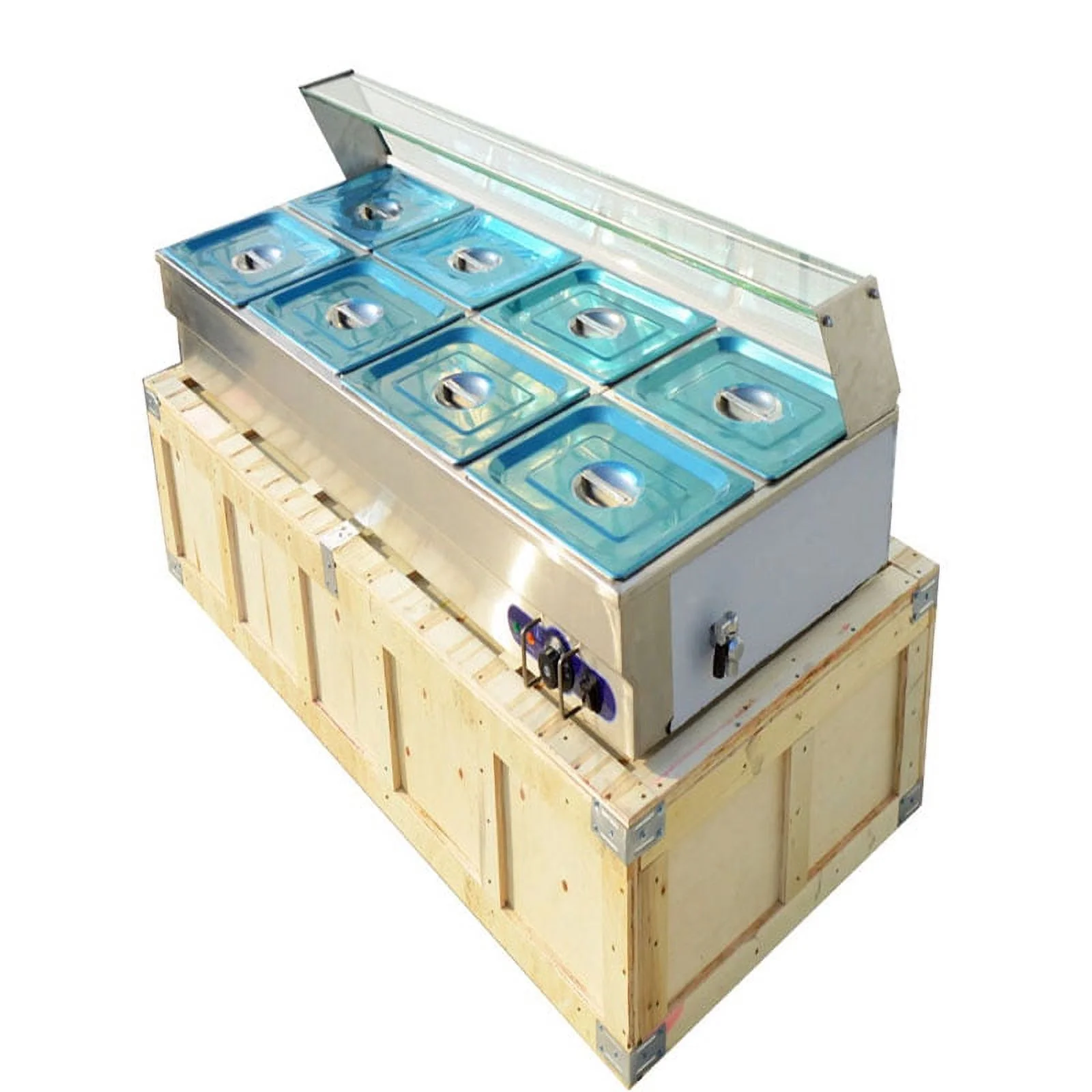 PreAsion 8-Pan Bain-marie Buffet Food Warmer with Glass Guard Food Temperature Control
