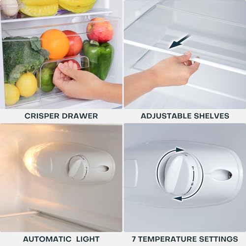 Upstreman 3.1 Cu.Ft Mini Fridge with Freezer, Double Door Mini Fridge, Dorm Essentials, Adjustable Thermostat, Energy Saving, Mini Fridge for Office