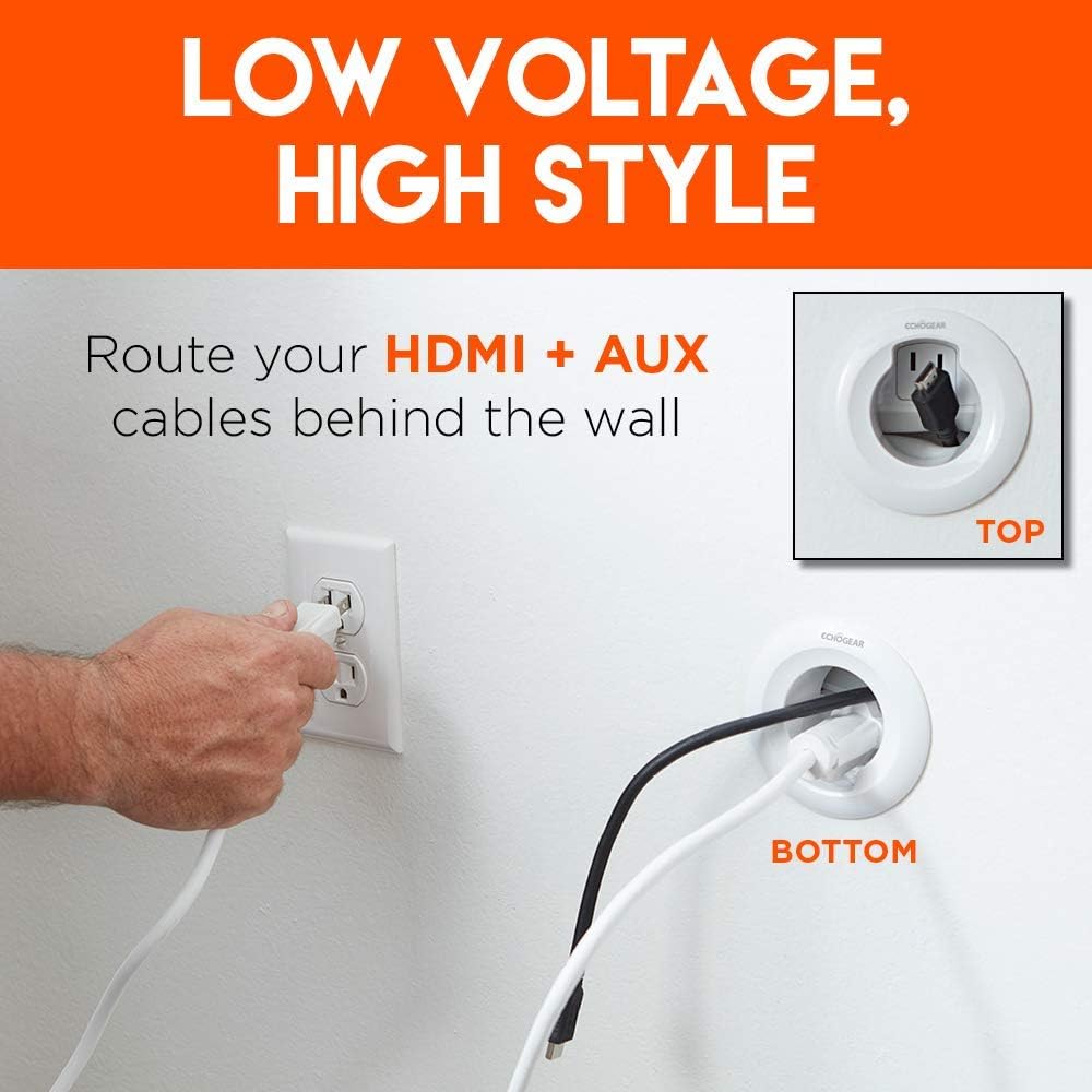 ECHOGEAR in-Wall Cable Concealer Kit - Includes Power & Low Voltage Cable Management - Hide TV Wires When Mounting A TV
