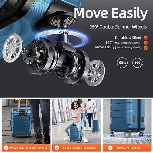 SHOWKOO Luggage Sets Expandable PC+ABS Durable Suitcase Double Wheels TSA Lock Black