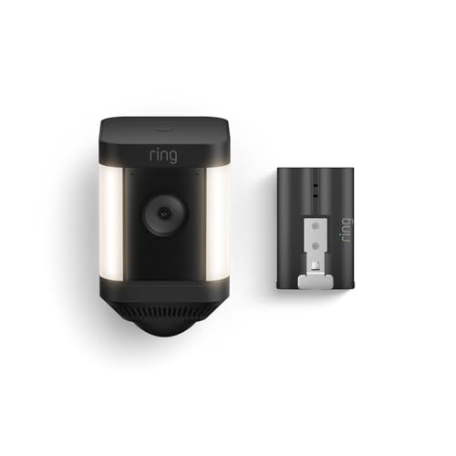 Ring Spotlight Cam Plus, Battery | Two-Way Talk, Color Night Vision, and Security Siren (2022 release) - White