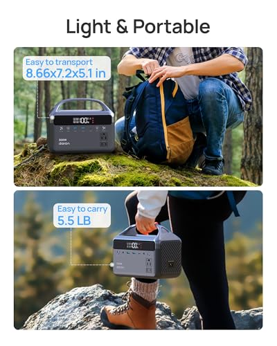 Portable Power Station, Outdoor 288Wh(90,000mAh) LiFePO4 Battery, 600W(1200W Surge) AC Outlets, 1.7H Fast Charging Solar Generator for Camping