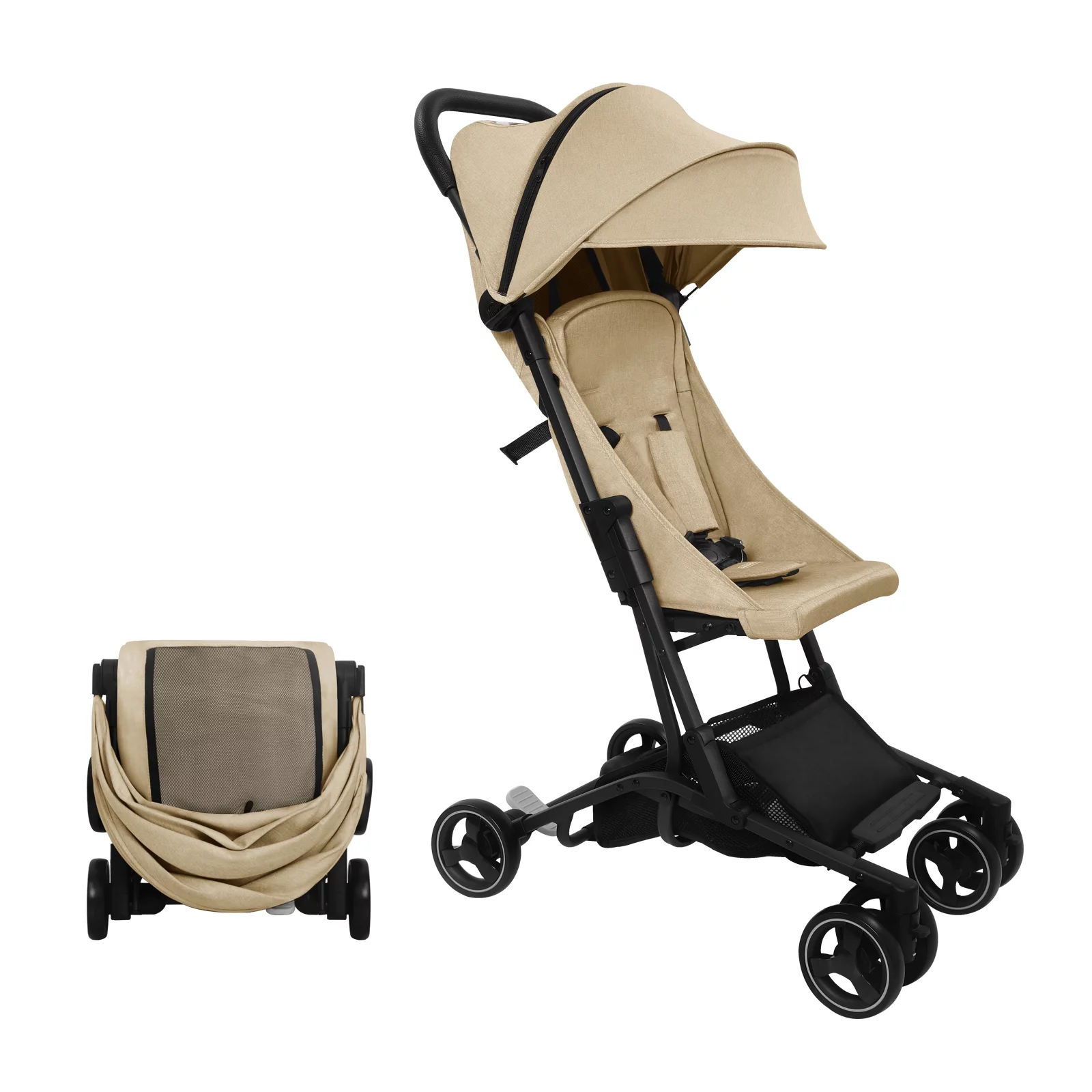 HARPPA Lightweight Travel Stroller, Compact Umbrella Stroller for Babies, Easy Folding, Black