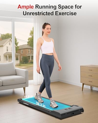 Lichico Walking Pad Under Desk Treadmill，Portable Small Treadmills for Home and Office，Super Quiet Brushless Motorized Walking Jogging Running