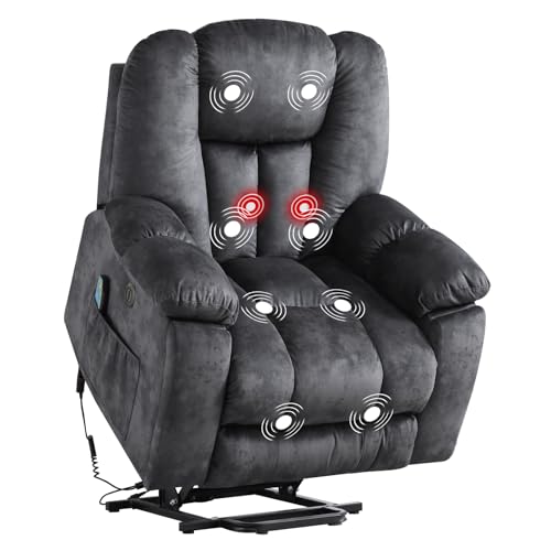 CANMOV Large Power Lift Recliner Chair with Massage, Heat, and USB for Elderly, Overstuffed Wide Recliners