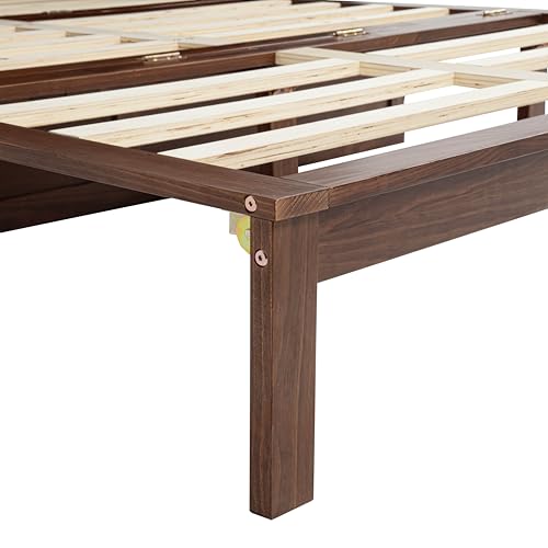 Queen Size Farmhouse Murphy Bed Cabinet with Charging Station, Foldable Platform Bed Frame with 2 Storage Drawers