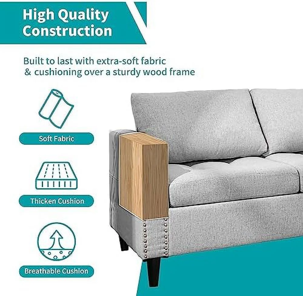 xrboomlife Reversible Sectional Couch Set 3 Seat L Shaped Modular Sofa Bed with Flexible  Ottoman Chaise Modern Sofa Couches for Living Room
