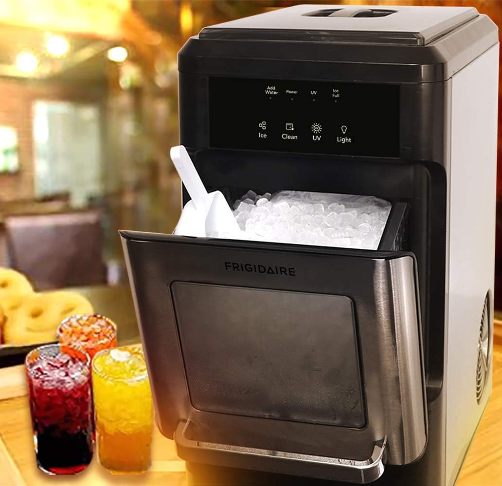 Frigidaire EFIC235-AMZ Countertop Crunchy Chewable Nugget Ice Maker, 44lbs per day, Self Cleaning Function