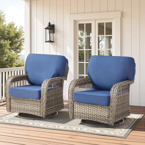 7 Pieces Outdoor Furniture Set with Swivel Chairs