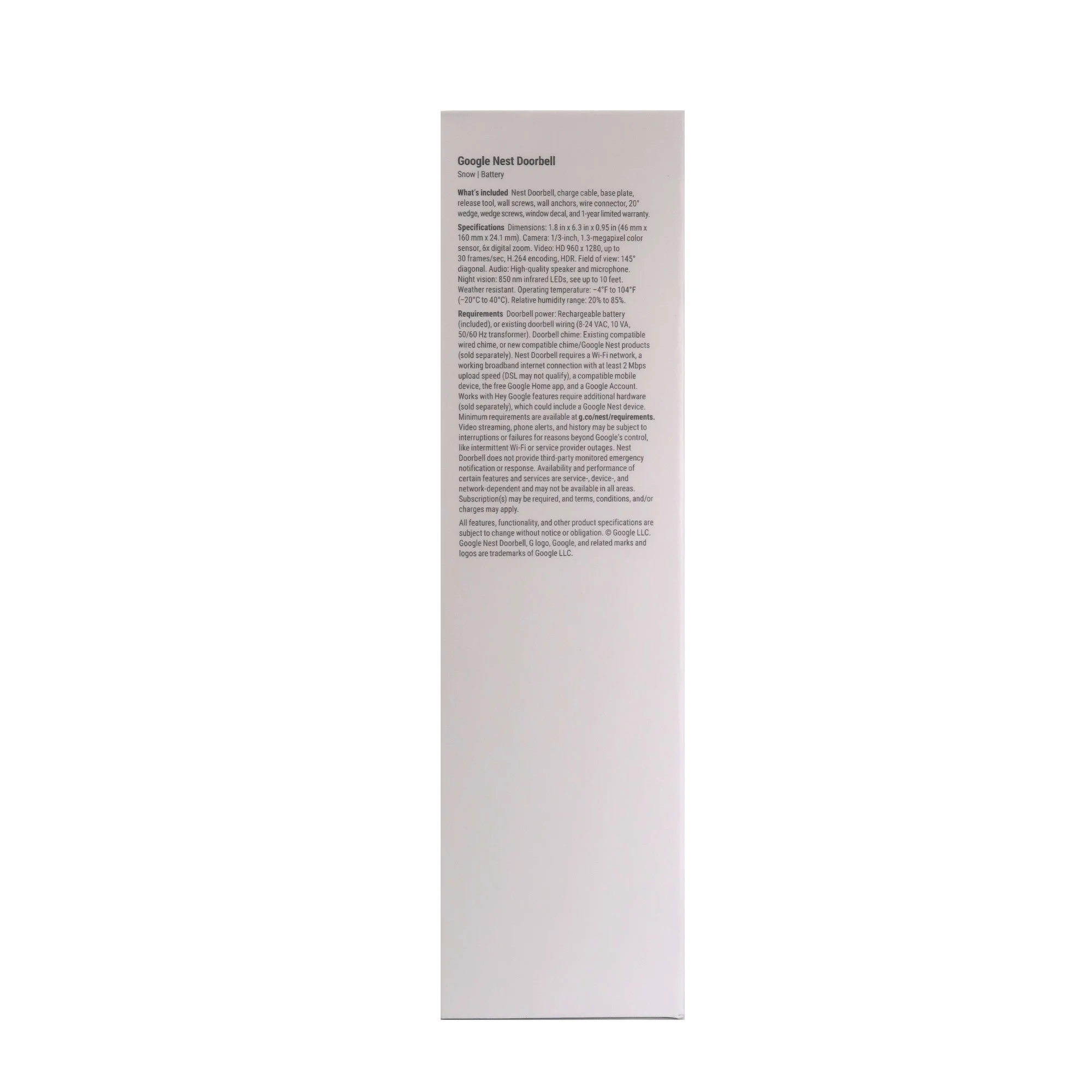 3x Google Nest Video Battery Doorbell (Battery, White)