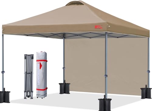 MASTERCANOPY Durable Pop-up Canopy Tent with 1 Sidewall (10'x10',White)