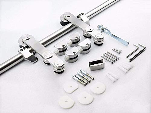 6.6FT Stainless Steel Shower Glass Sliding Barn Door Hardware Rail Kit (S01-200CM)