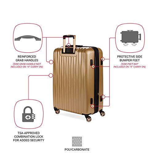 SwissGear 7272 Energie Expandable Hardside Luggage with Spinner Wheels and TSA Lock, Gunmetal, Carry-On 19-Inch