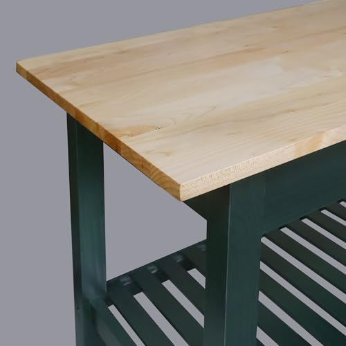 Casual Home Kitchen Island with Solid American Hardwood Top, Natural/White, 40" W (373-91)