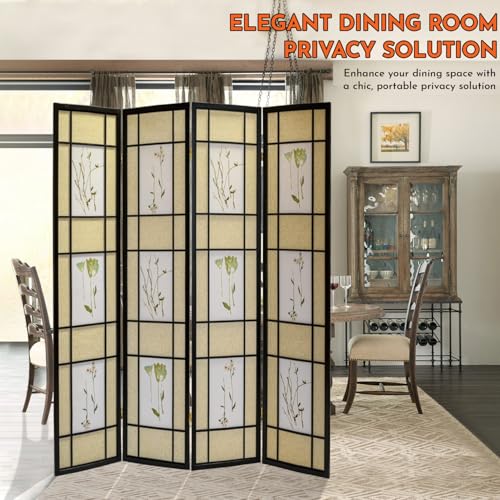 Legacy Decor 3 Panels Room Divider - Portable & Foldable Freestanding Room Privacy Screen - 71” Tall Botanical Floral Dressing Screen