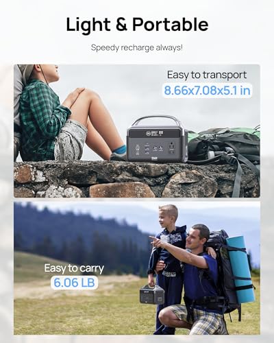 Portable Power Station, Outdoor 288Wh(90,000mAh) LiFePO4 Battery, 600W(1200W Surge) AC Outlets, 1.7H Fast Charging Solar Generator for Camping