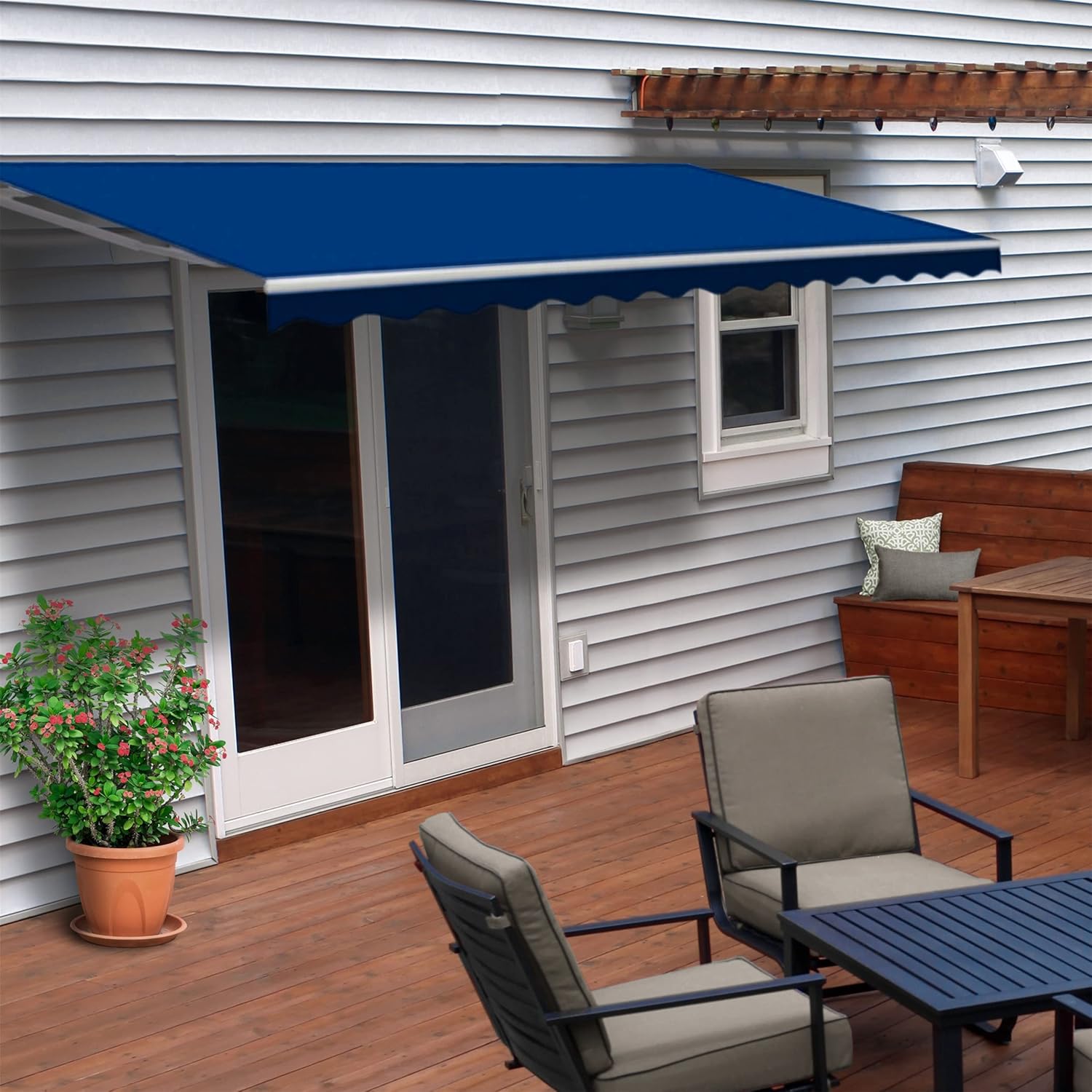 ALEKO AW12X10BLUE30 Retractable Patio Awning 12 x 10 Feet Blue