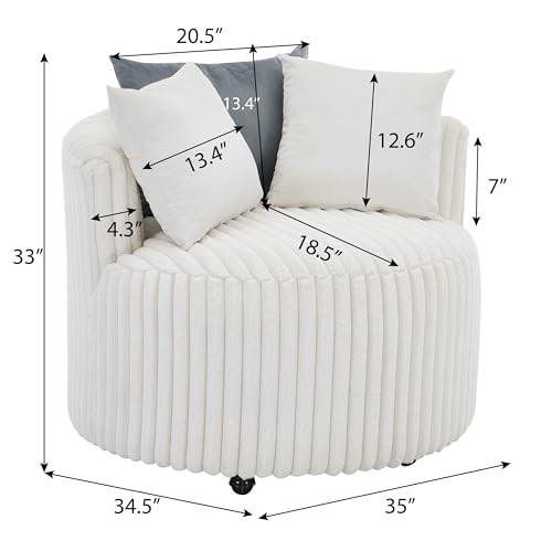 360 Swivel Accent Barrel Chair with Storage Ottoman & Headrest