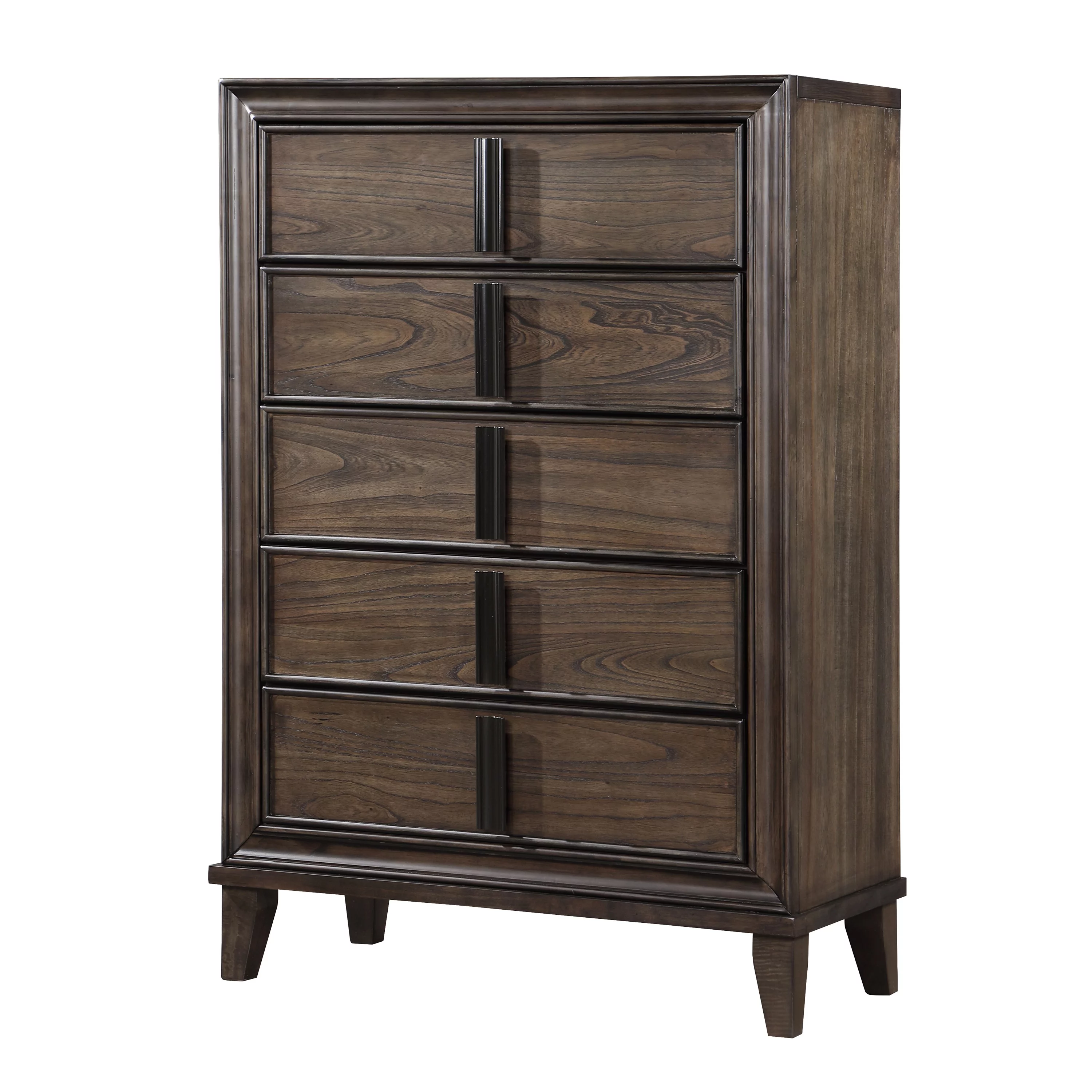 Roundhill Furniture Aetheria Contemporary Wood 5-Drawer Chest in Dark Brown