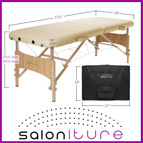 Saloniture Basic Portable Folding Massage Table - Black