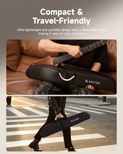 Donner HUSH I Guitar For Travel - Portable Ultra-Light and Quiet Performance Headless Acoustic-Electric Guitar, Mahogany Body with Removable Frames