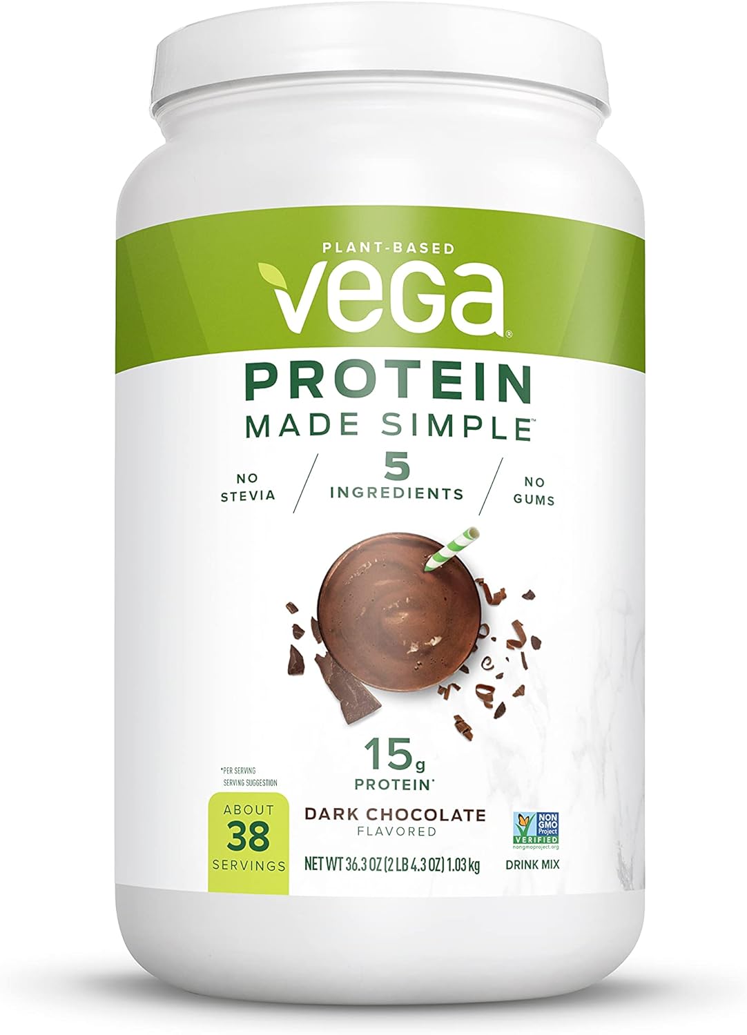 Vega Protein Made Simple, Vanilla, 39 Servings XL Tub - Plant Based Healthly Vegan Protein Powder with no Stevia, Dairy Free, Gluten Free, Vegetarian
