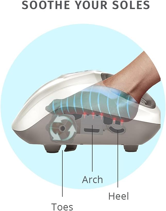 HoMedics Shiatsu Air 2.0 Foot Massager with Soothing Heat and Rhythmic Air Compression, 3 Customized Controls and Intensities, Washable Liner