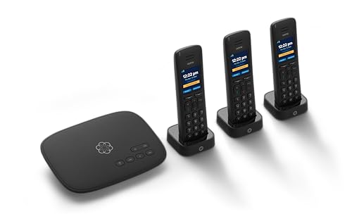Ooma Telo VoIP with 3 HD3 Handsets Complete Home Phone System for Unlimited Nationwide Calling, Mobile App Access