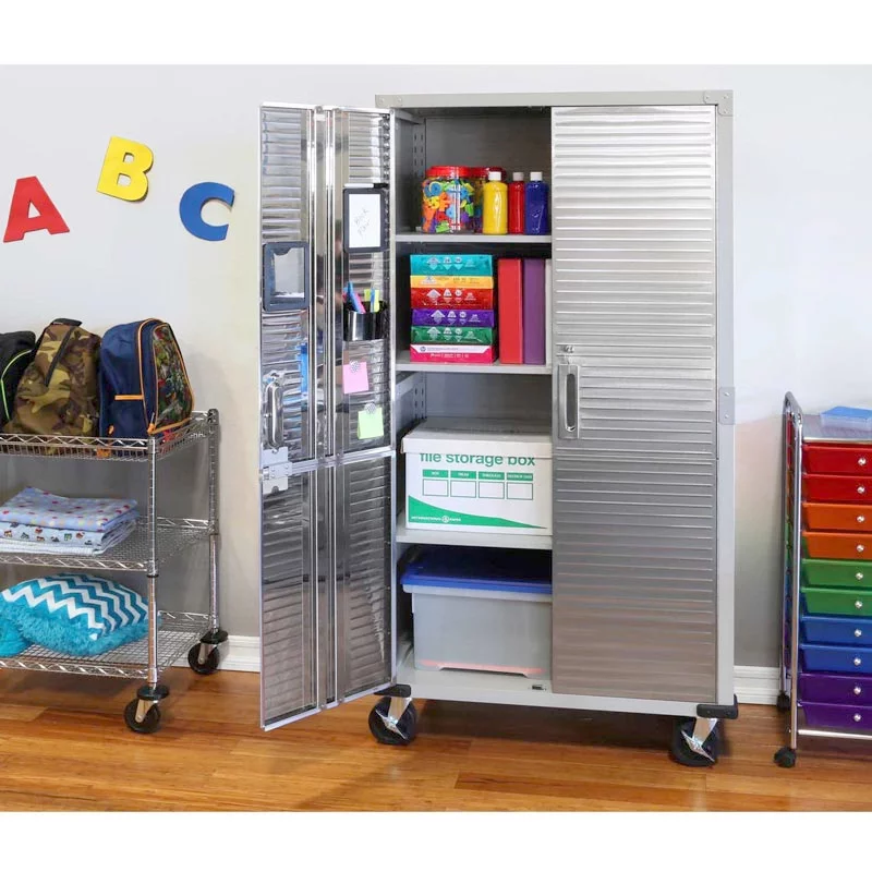 Seville Classics UltraHD Steel Body Lockable Storage Filing Cabinet Organizer Locker Shelving Unit 36" W x 18" D x 72" H, Granite Gray
