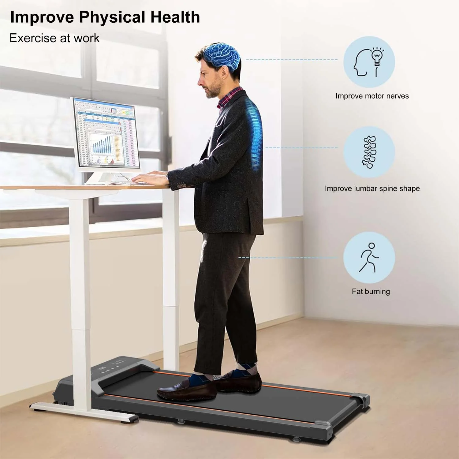 2.5HP Under Desk Electric Treadmill, MINI Waking Jogging Machine Installation-Free, Portable Walking Machine for Home, Office & Gym