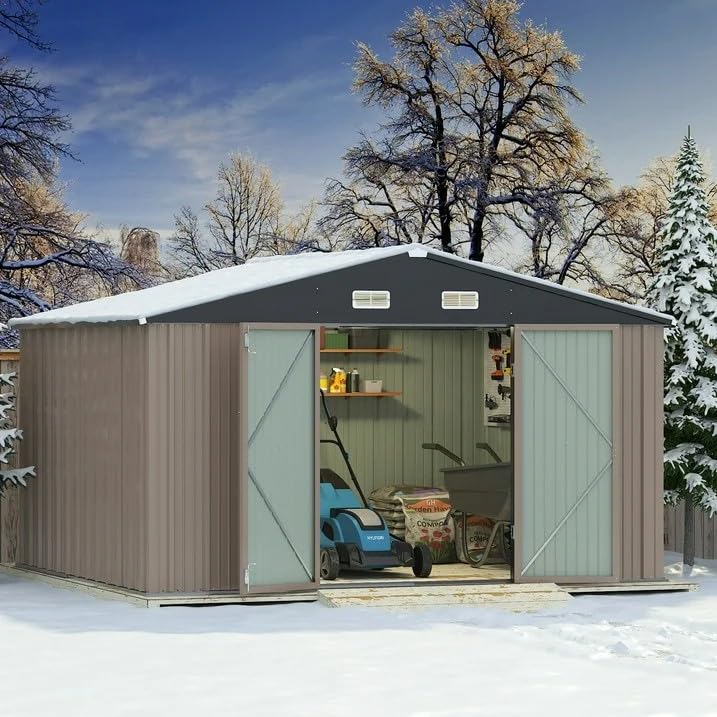 Greesum 5×3 FT Outdoor Storage Shed, Metal Storaged Sheds Without Floor, Tool Sheds with Lockable Doors and Sloping Roof for Garden, Patio, Backyard