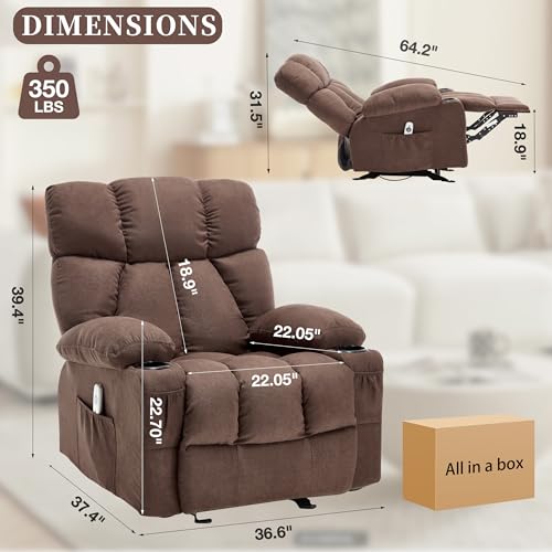 Recliner Chair with Massage and Heat, Rocker Recliner Chairs for Adults, Overstuffed Nursery Rocking Chairs for Living Room