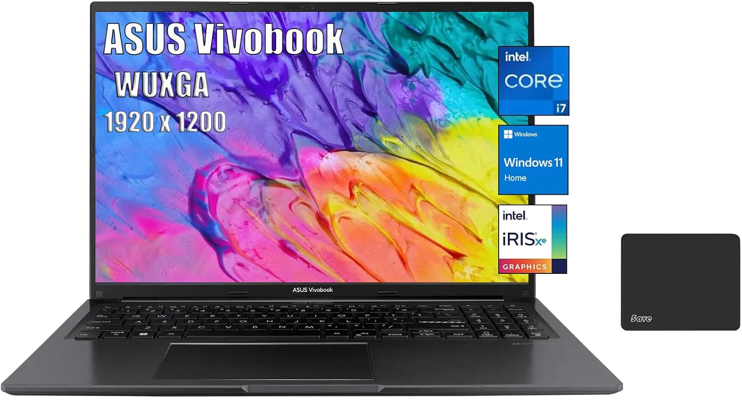ASUS Vivobook 16" Laptop, WUXGA IPS (1920 x 1200) 16:10 Display, Intel Core i7-1255U (10-Core, up to 4.7GHz), Iris Xe Graphics, 16GB DDR4 RAM
