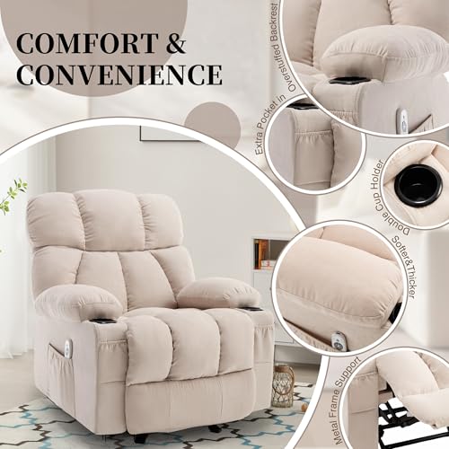 Recliner Chair with Massage and Heat, Rocker Recliner Chairs for Adults, Overstuffed Nursery Rocking Chairs for Living Room