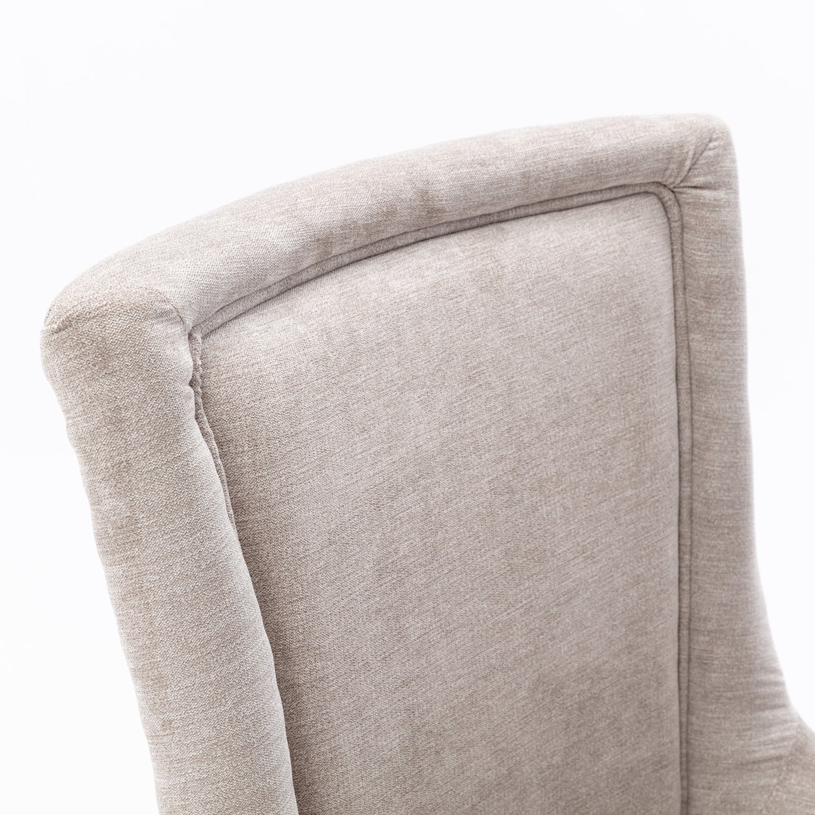 Elegant Button Tufted Side Dining Chairs, High-end Thickened Fabric Dining Chairs with Bronze Nail head