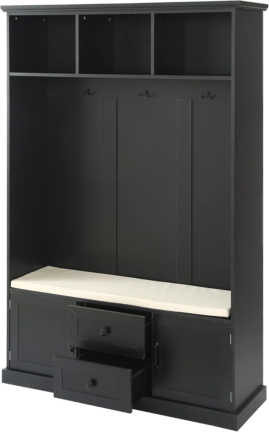 NicBex Hall Tree with Bench and Shoe Storage Hall Tree with 3 Hooks, Coat Hanger, Entryway Bench, Storage Bench, 3-in-1 Design, 47.2INCH