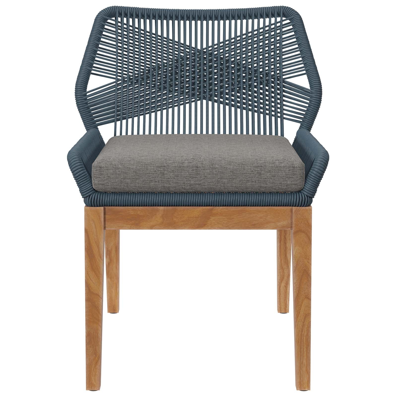 Modway Wellspring Outdoor Patio Teak Wood Dining Chair in Blue Graphite