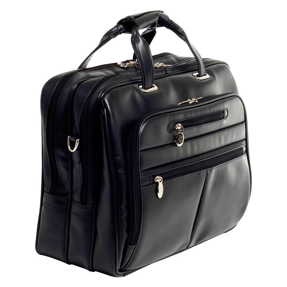 McKlein USA Ohare Leather Fly Through Checkpoint Friendly 17x22 Detachable Wheeled Laptop Case Brown