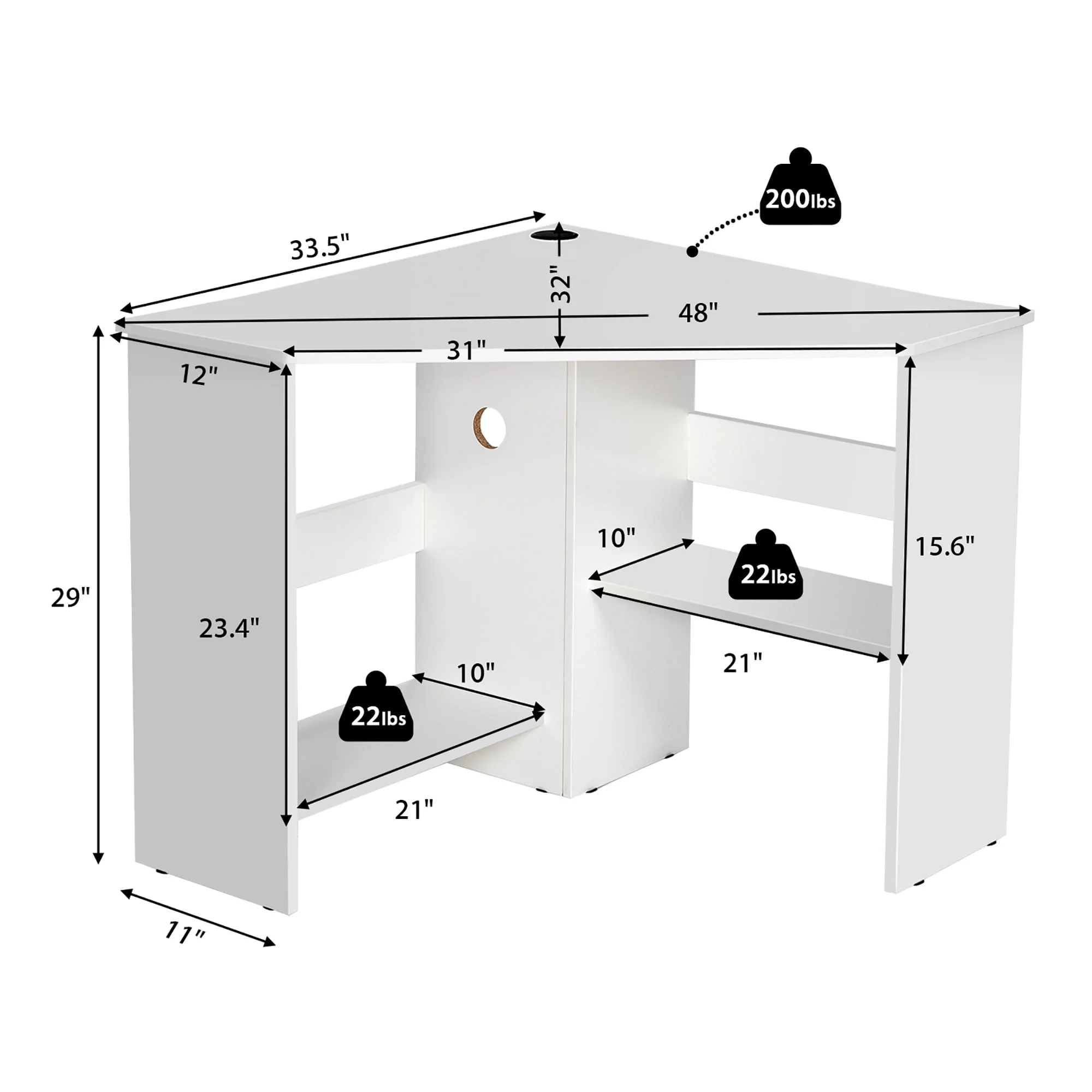 Costway Corner Computer Desk Triangle Writing Workstation w/Storage Shelf Rustic