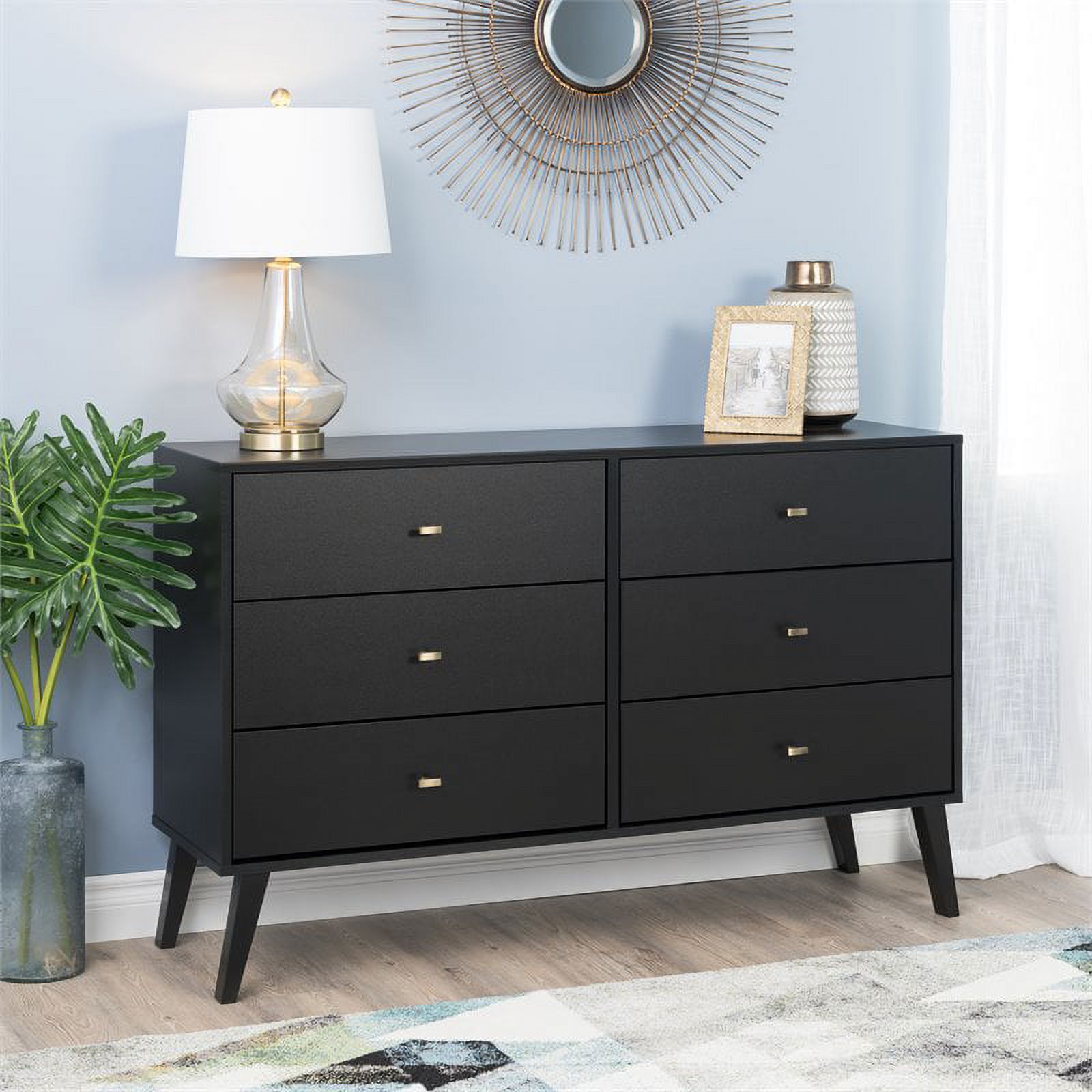 Home Square 4-Piece Set with 2 Nightstands Double Dresser and 4-Drawer Chest