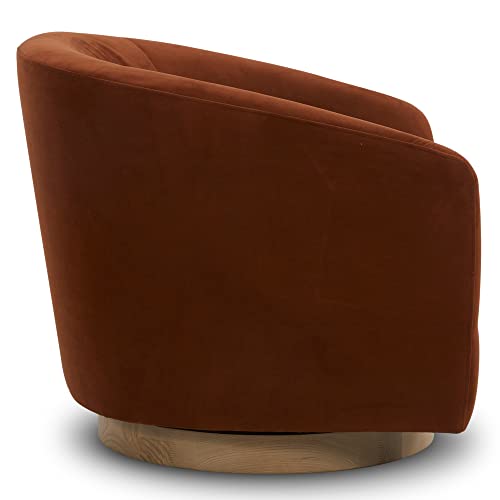 CHITA Swivel Accent Chair, FSC Certified Upholstered Fabric Barrel Chair for Living Room, Fully Assembled, Flax Beige