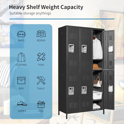 3 Doors Lockers for Employees, Steel Storage Lockers Lockable, Metal Locker Storage Cabinet for Home Office School Gym, Require Assembly (Grey)