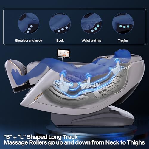 iRest 2023 4D Massage Chair Recliner System, Zero Gravity Shiatsu Massager with AI Voice Control, SL Track, Heating, Touch Screen