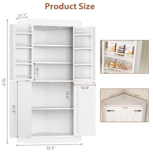 Corner Cabinet, Kitchen Pantry Cabinet, Storage Cabinet with 4 Doors and Shelves, Kitchen Cabinet, Pantry Cabinet