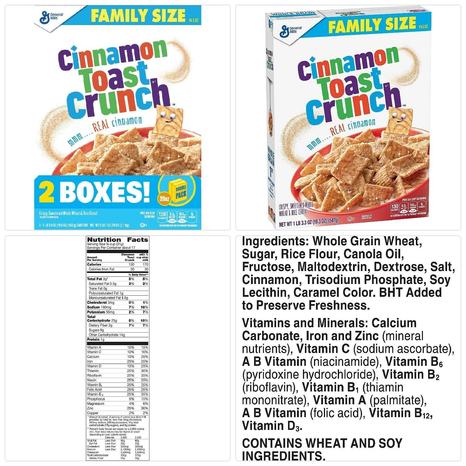 Cinnamon Toast Crunch Cereal, 2 Boxes - 38.6 oz